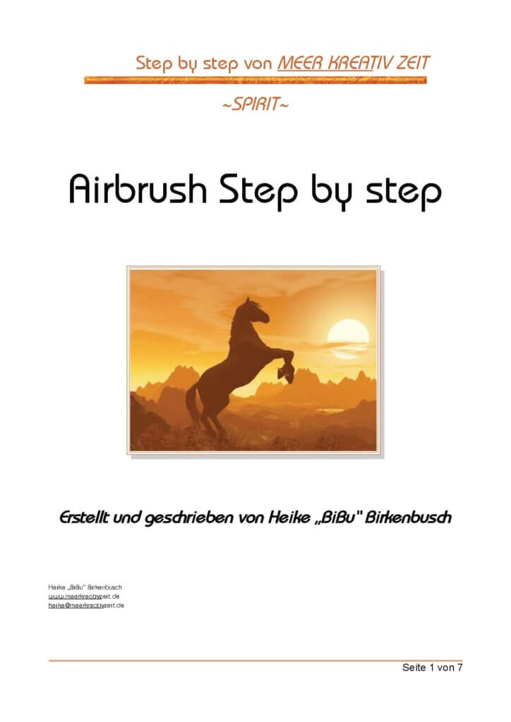 Coverbild einer Airbrush Anleitung für Anfänger. Pferd im Sonnenuntergang.